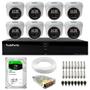 Imagem de Kit 8 Câmeras de Segurança Tudo Forte Dome Interna Full HD 1080p Visão Noturna de 20m 2.8mm + DVR Tudo Forte TFHDX 3308 8 Canais + HD 1TB Barracuda