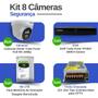 Imagem de Kit 8 Câmeras de Segurança Tudo Forte Dome Interna Full HD 1080p Visão Noturna de 20m 2.8mm + DVR Tudo Forte TFHDX 3308 8 Canais + HD 1TB Barracuda