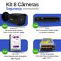 Imagem de Kit 8 Câmeras Tudo Forte Bullet TF 2020 B Black Full HD 1080p Lente 2.8mm Visão Noturna 20M IP66 + DVR Intelbras MHDX 1208 8 Canais + HD 1TB Purple