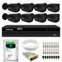 Imagem de Kit 8 Câmeras Tudo Forte Bullet TF 2020 B Black Full HD 1080p Lente 2.8mm Visão Noturna 20M IP66 + DVR Intelbras MHDX 1208 8 Canais + HD SkyHawk 2TB