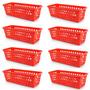 Imagem de Kit 8 Cestos Multiuso Comprido Retangular Vermelho 28x11x8 Cm 123Organizei