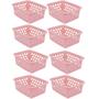 Imagem de Kit 8 Cestos Multiuso Médio Rosa 20X6,5X15Cm Pp 1032 Uninjet
