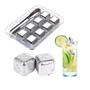 Imagem de Kit 8 Cubos De Gelo Aço Inox Metal Com Pegador Whisky Drinks