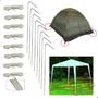 Imagem de Kit 8 Haste Estaca Gazebo Barracas Gancho Praia Camping com Corda