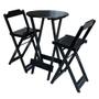 Imagem de Kit 8 Jogos de Mesa Bistrô de Madeira com 2 Cadeiras Dobravel Ideal para Bar e Restaurante Preto