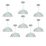 Imagem de Kit 8 Luminária Pendente Meia Lua 34cm Com Interior Branco Brilho Com Fiação 110/220v