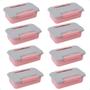 Imagem de Kit 8 Marmita E Pote 2 Em 1 Rosa Com Travas Laterais 780Ml