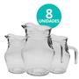 Imagem de Kit 8 Mini Jarra De Vidro Lisa Transparente Com Alça Agua Suco Clássica 500mL