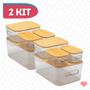 Imagem de Kit 8 Organizadores Multiuso Porta Alimentos e Objetos Tampa Bambu