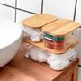 Imagem de Kit 8 Organizadores Multiuso Porta Alimentos e Objetos Tampa Bambu