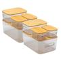 Imagem de Kit 8 Organizadores Multiuso Porta Alimentos e Objetos Tampa Bambu