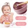 Imagem de Kit 8 Pçs Para Alimentação Bebê Silicone Macio Prato Ventosa Babador Copo Tijela  Talheres