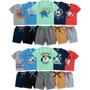 Imagem de Kit 8 Peças Infantil Camisetas e Bermudas de Verão Menino Crianças 4 Conjuntos Infantis