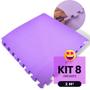 Imagem de Kit 8 Placa Tapete Infantil Peça EVA Estilo Tatame 50x50cm 10mm (2m²) Emborrachado Crianças Bebes Exercícios c/ Encaixe + Bordas Acabamento