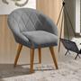 Imagem de Kit 8 Poltrona Sala Decorativa Louis Veludo Cinza Pés Palito Castanho