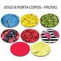 Imagem de Kit 8 Porta Copos com as Estampas Vibrantes de Frutas Florais Redondo