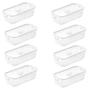 Imagem de Kit 8 Pote Hermético Slim Multiuso 845 ML Branco 22x10x6Cm