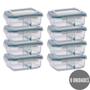 Imagem de Kit 8 Potes de Vidro com Divisória Marmita 4 Travas 1040ml