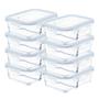 Imagem de Kit 8 Potes Hermético Marmita de Vidro Retangular Com Divisória 700ml Com Tampa BPA Free: Cozinha Organizada, Sustentabilidade e Alimentos Frescos