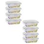 Imagem de Kit 8 Potes Retangular 4 Travas Marmita Canelado 640ml