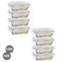 Imagem de Kit 8 Potes Retangular 4 Travas Marmita Canelado 640ml