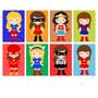 Imagem de Kit 8 quadros super heroinas mulher maravilha batgirl flash quadro infantil avengers