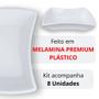 Imagem de Kit 8 Tigelas Curvas Branca de 300 Ml Premium 15,5 Cm Melamina / Plastico Petiscos / Molhos e Pequenas Porcoes  Bestfer 