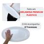 Imagem de Kit 8 Travessas Prato Oval 45,5 Cm para Buffet Restaurante Cozinha Melamina Premium Profissional Branca Rasa  Bestfer 