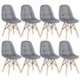 Imagem de KIT - 8 x cadeiras estofadas Eames Eiffel Botonê - Base de madeira clara