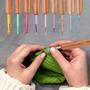 Imagem de Kit 9 Agulhas Crochê Bambu Alumínio Coloridas 6 Marcadores