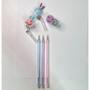 Imagem de Kit 9 canetas chaveiro copinho de coelhinho com glitter colorida fofa