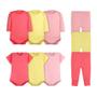 Imagem de Kit 9 Peças Body Bebê e Calça Mijão Dcp Kids Liso Algodão Feminino