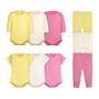 Imagem de Kit 9 Peças Body Bebê e Calça Mijão Dcp Kids Liso Algodão Feminino