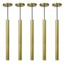 Imagem de Kit 9 Pendente Luminária Tubo Dourado 50 Cm + Lâmpada LED Branco Quente