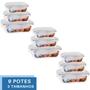 Imagem de Kit 9 Potes Marmita Fit Tampa Retangular 370ml+640ml+1040ml