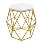 Imagem de Kit 9 Puff Banqueta Luna Decorativo Sala Quarto Ferro Dourado Assento MDF Branco - Ahazzo Móveis