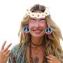Imagem de Kit Acessório Fantasia Hippie Feminina Festa Anos 70 Carnaval: Óculos + Brincos + Tiara Flores = 3 Produtos