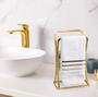 Imagem de Kit Acessorios Banheiro Lavabo Dourado Cesto de Lixo Premium Luxo Gold Lixeira Papeleira Porta Toalha De Rosto Bancada Conjunto Presente