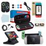 Imagem de Kit Acessórios Nintendo Switch 17 em 1 - Case Capa Película Grips Fone Cabo Dock Preto