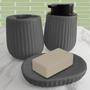 Imagem de Kit Acessórios Para Banheiro 3 Peças Cerâmica Canelada Saboneteira Porta Escova