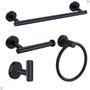 Imagem de Kit acessórios para banheiro aço inox acabamento redondo preto black 4 peças
