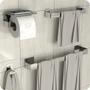 Imagem de Kit Acessórios Para Banheiro Inox Com Adesivo 4 Peças ELG