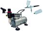 Imagem de Kit Aerografia ONETOOLS - Compressor Ar Direto Aerografia + Aerógrafo 0,3mm 2 Canecas