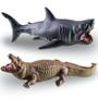 Imagem de Kit Animais de Brinquedo Realista Tubarão Crocodilo Aquático