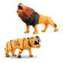 Imagem de Kit Animal de Brinquedo Leão 31cm + Tigre 38cm Real Animals