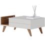 Imagem de Kit Aparador Buffet Íris 03 Portas Com Mesa De Centro Meira C04 Off White Matte Freijó - Lyam