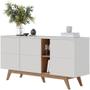 Imagem de Kit Aparador Buffet Íris 03 Portas Com Mesa De Centro Meira C04 Off White Matte Freijó - Lyam
