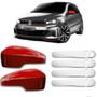 Imagem de KIT Aplique Retrovisor Vermelho c/Furo para Seta Aplique Cromado Maçanetas Volkswagen VW Gol G6 G7