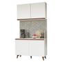 Imagem de Kit Armário de Cozinha Aéreo e Balcão Gabinete de Pia 120 cm Branco Reims Madesa