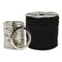 Imagem de Kit Artesanato Com 30 Metros Fio De Camurça Preto Com 100 Argola 28mm
